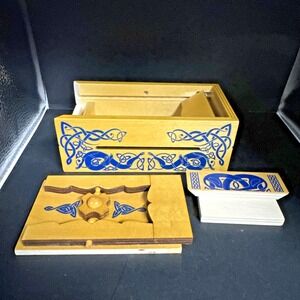 True Genius Wooden 6" Puzzle Box by Project Genius Viking Sea Chest w/Money Slot